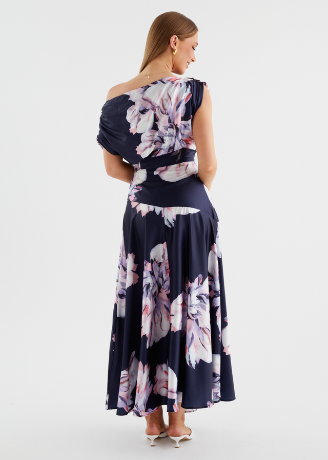 Anina Drop Shoulder Maxi Dress - Navy Blossom