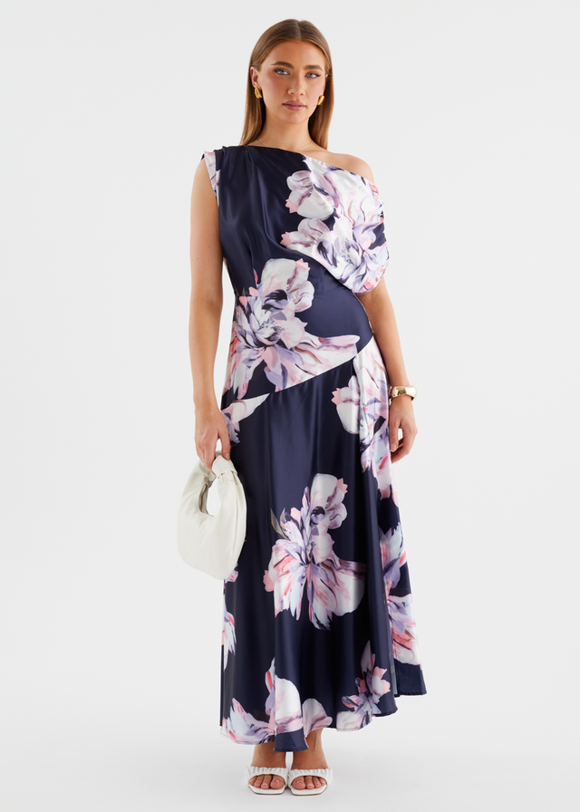 Anina Drop Shoulder Maxi Dress - Navy Blossom