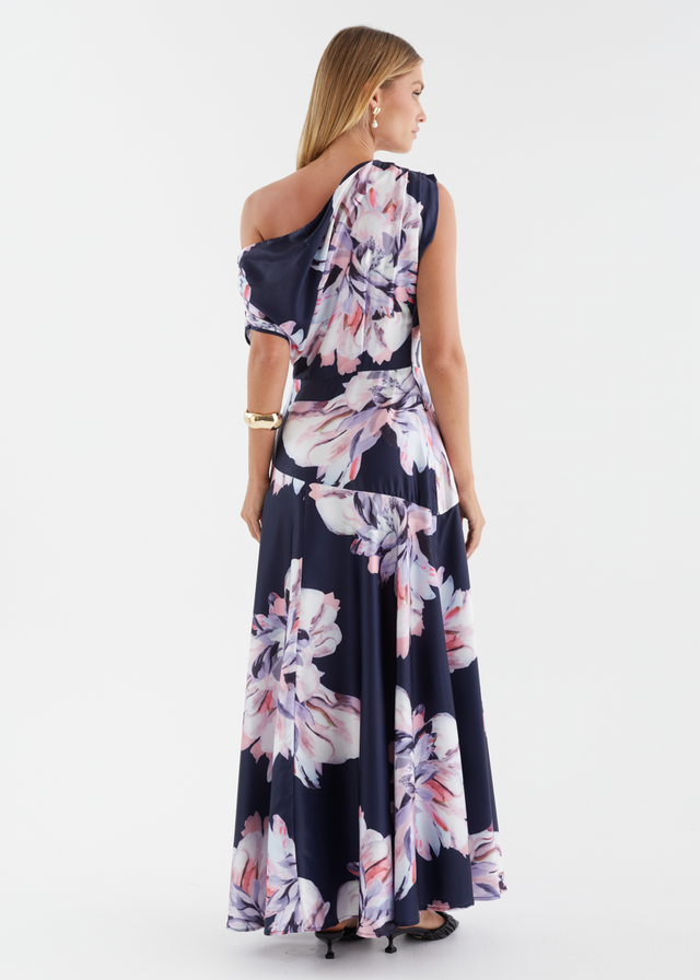 Anina Drop Shoulder Maxi Dress - Navy Blossom