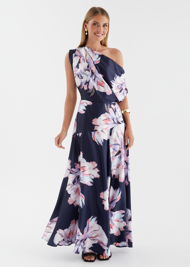 Anina Drop Shoulder Maxi Dress - Navy Blossom