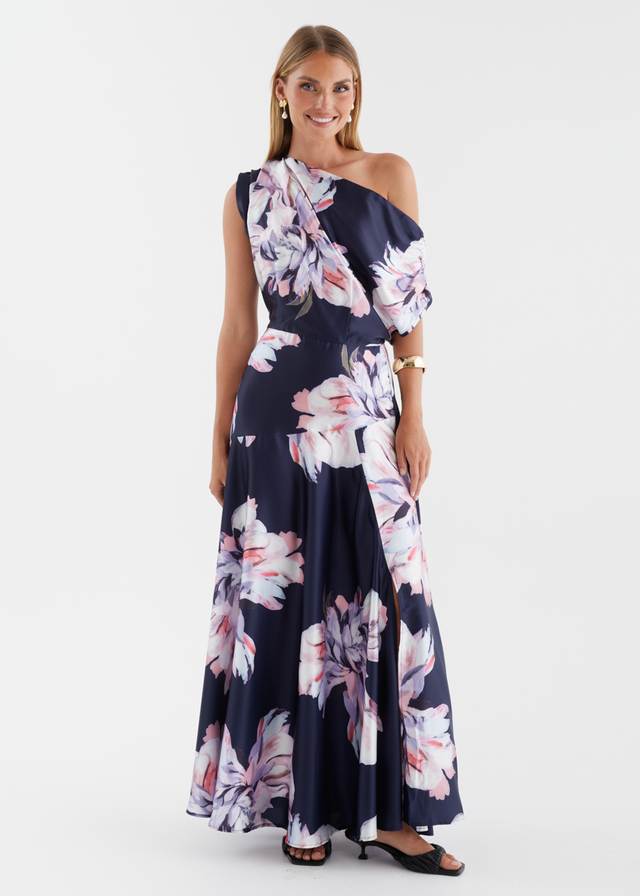 Anina Drop Shoulder Maxi Dress - Navy Blossom