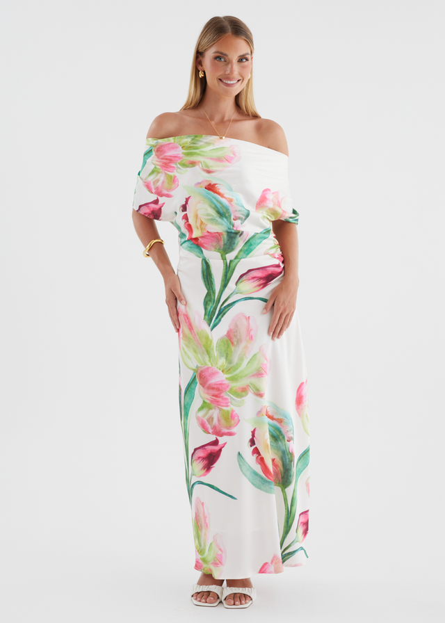 Remi Floral Midi Dress - Pink Orchid
