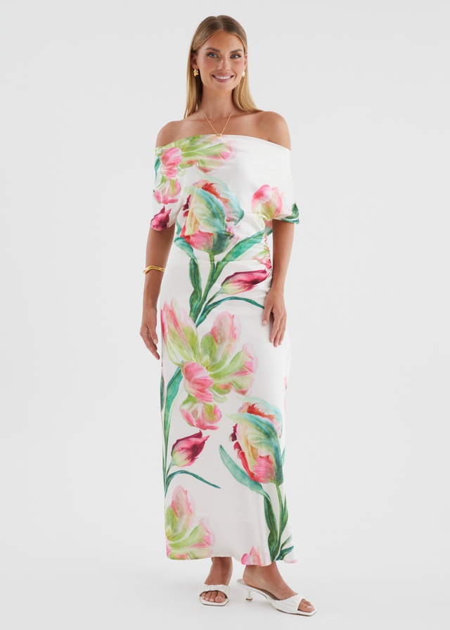 Remi Floral Midi Dress - Pink Orchid