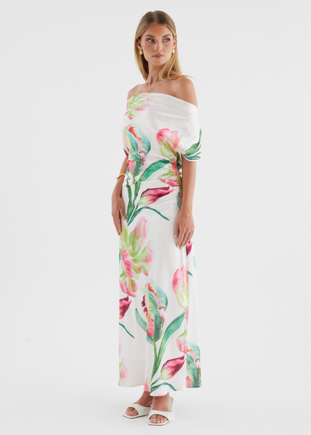 Remi Floral Midi Dress - Pink Orchid