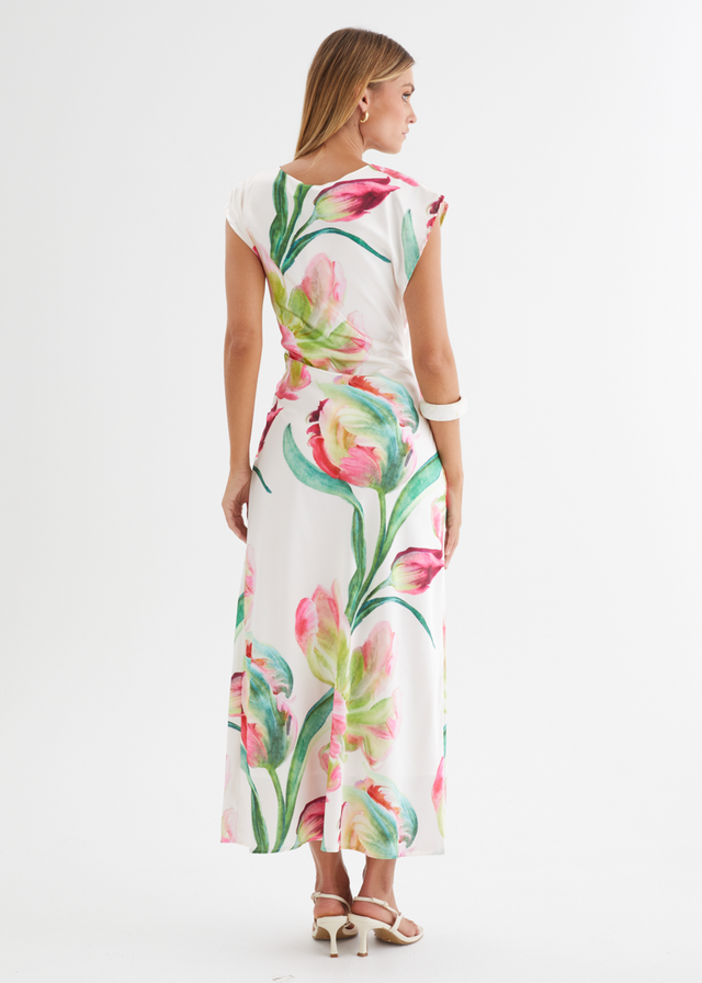 Remi Floral Midi Dress - Pink Orchid