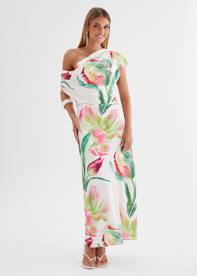 Remi Floral Midi Dress - Pink Orchid