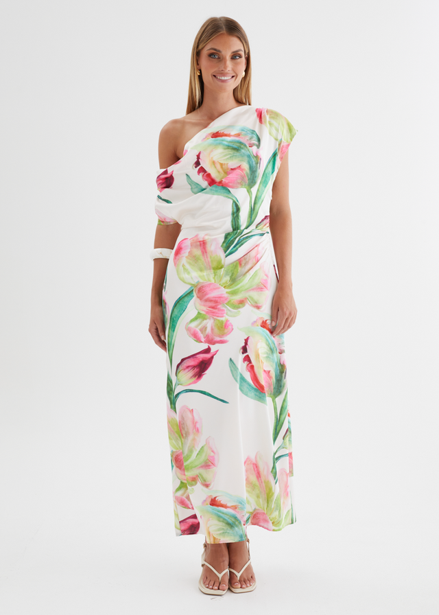 Remi Floral Midi Dress - Pink Orchid