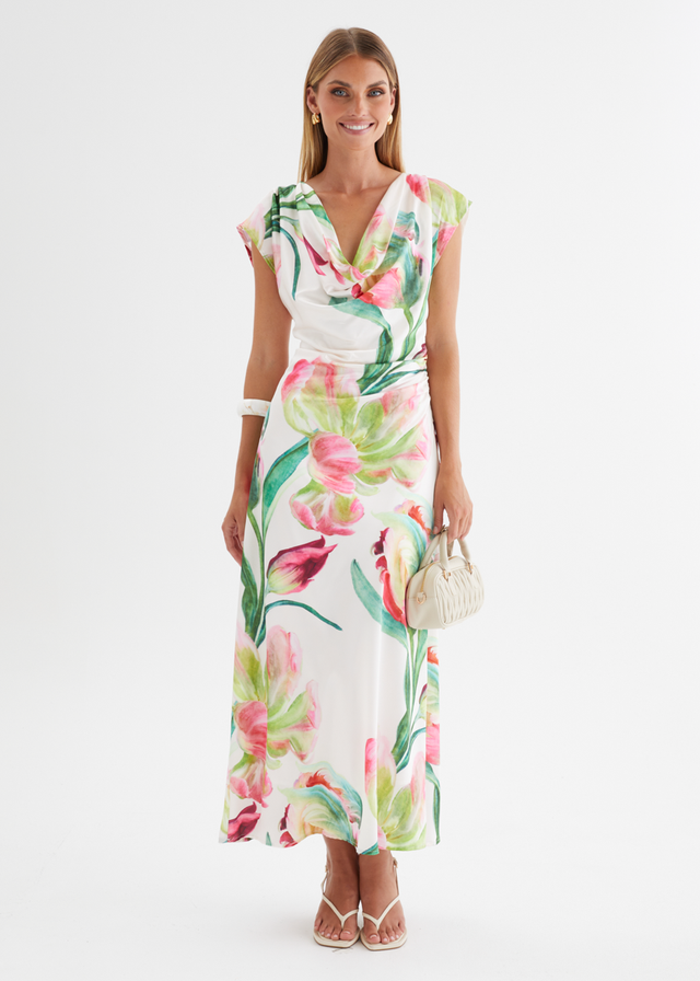 Remi Floral Midi Dress - Pink Orchid