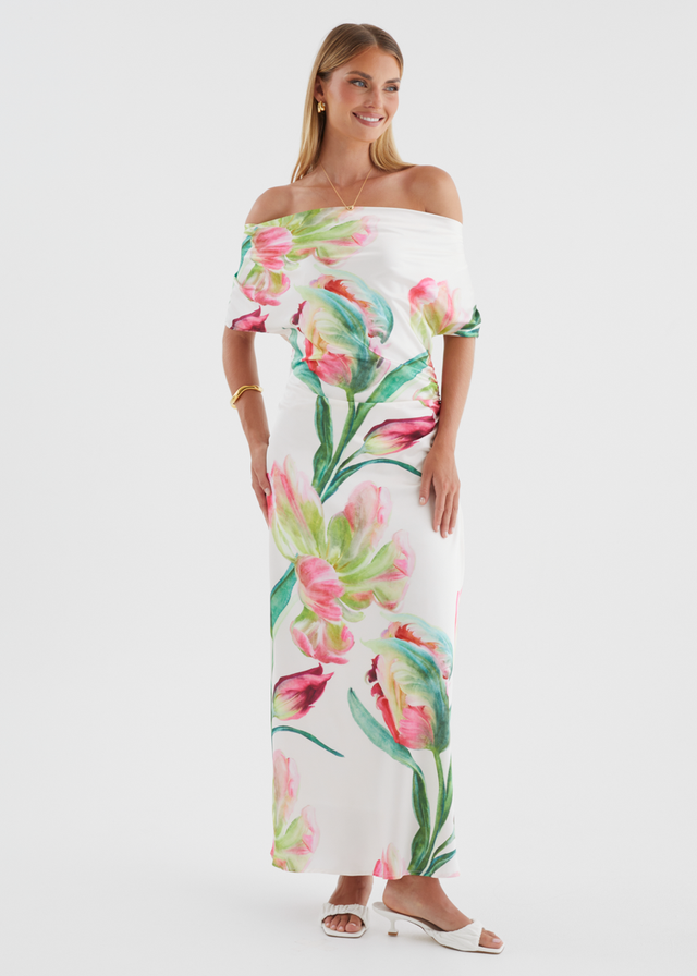 Remi Floral Midi Dress - Pink Orchid