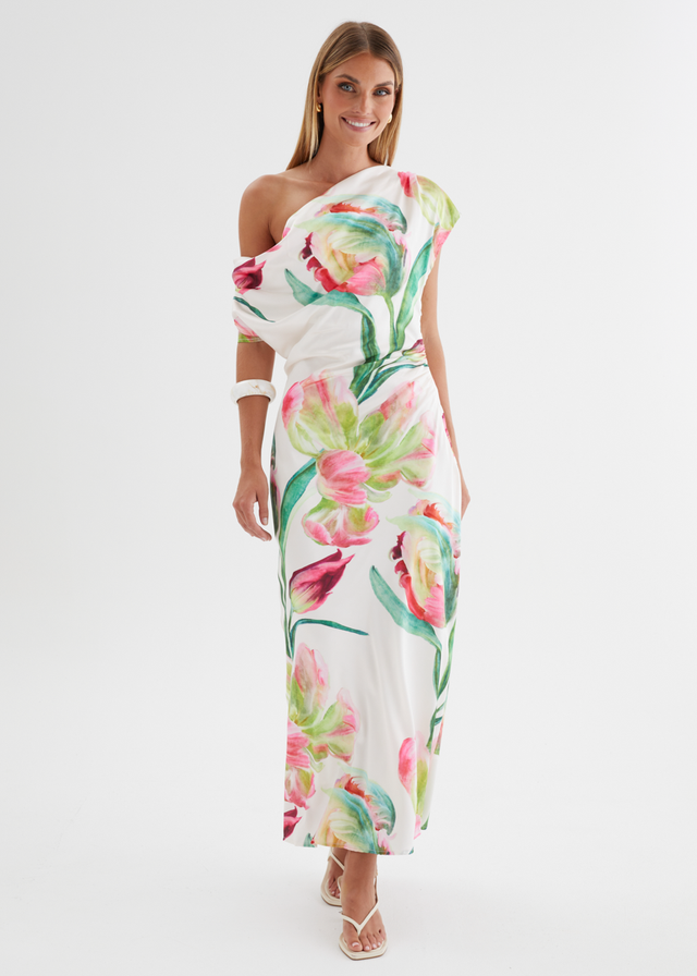 Remi Floral Midi Dress - Pink Orchid