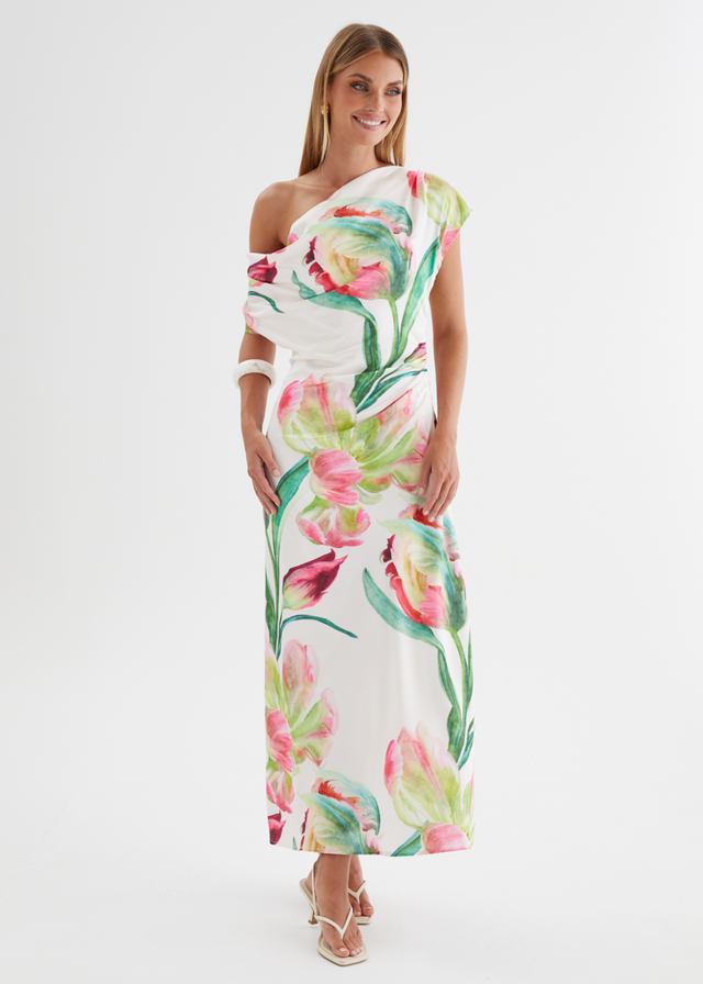 Remi Floral Midi Dress - Pink Orchid