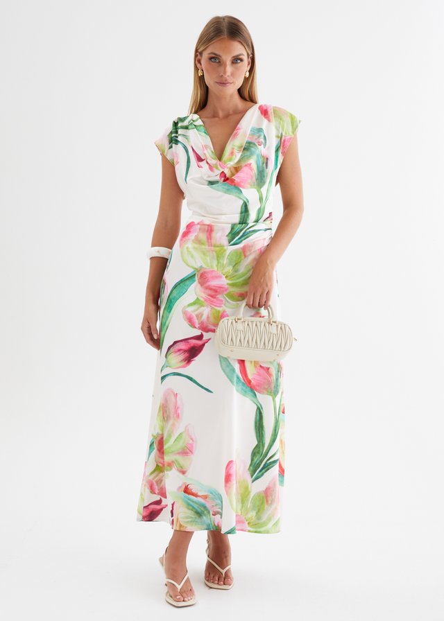 Remi Floral Midi Dress - Pink Orchid