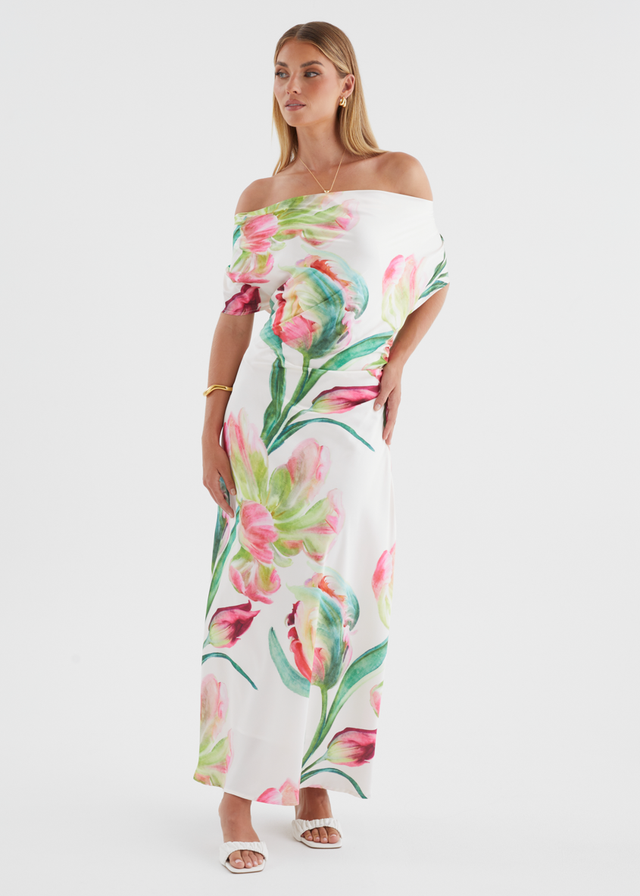 Remi Floral Midi Dress - Pink Orchid