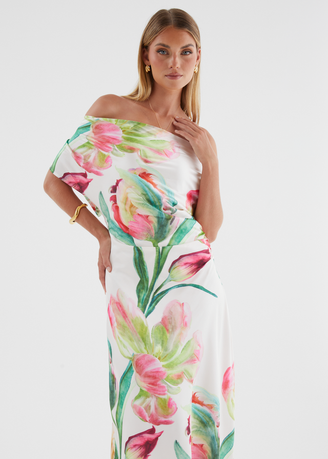 Remi Floral Midi Dress - Pink Orchid
