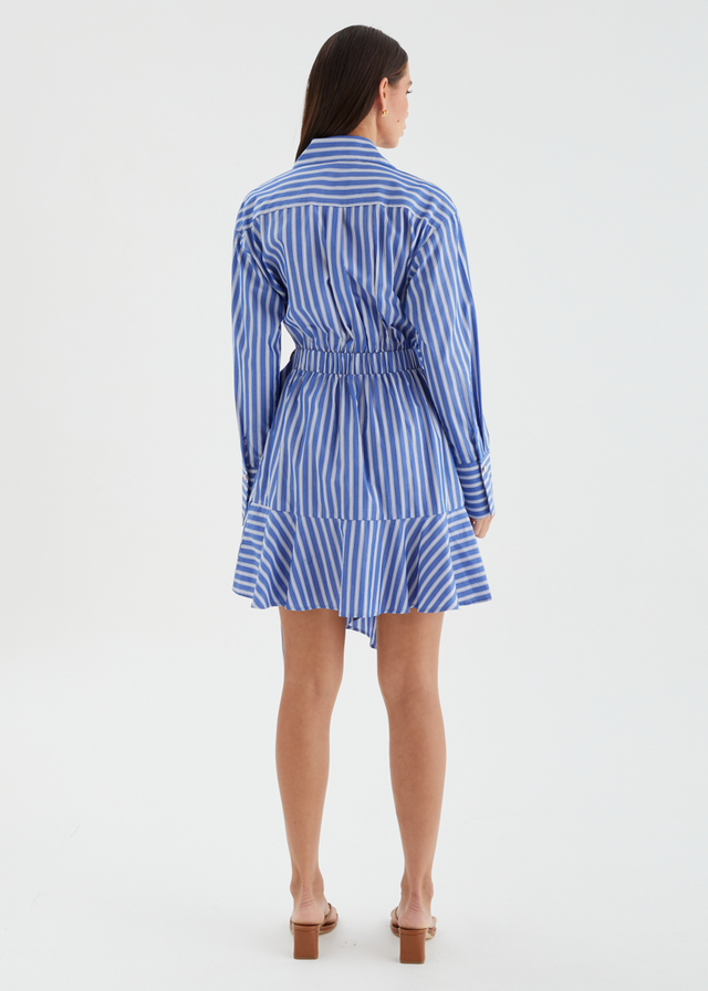 Damelia Wrap Dress - Blue Stripe