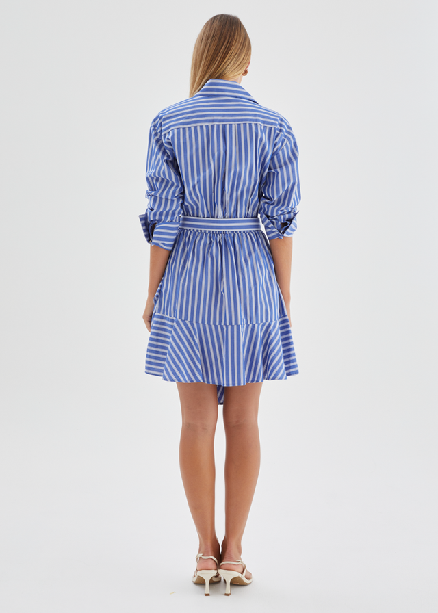 Damelia Wrap Dress - Blue Stripe