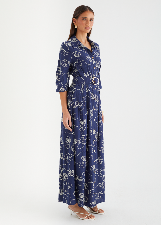 Antionette Maxi Dress - Navy Abstract