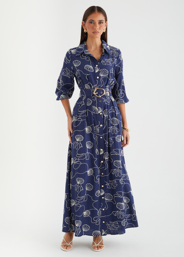 Antionette Maxi Dress - Navy Abstract