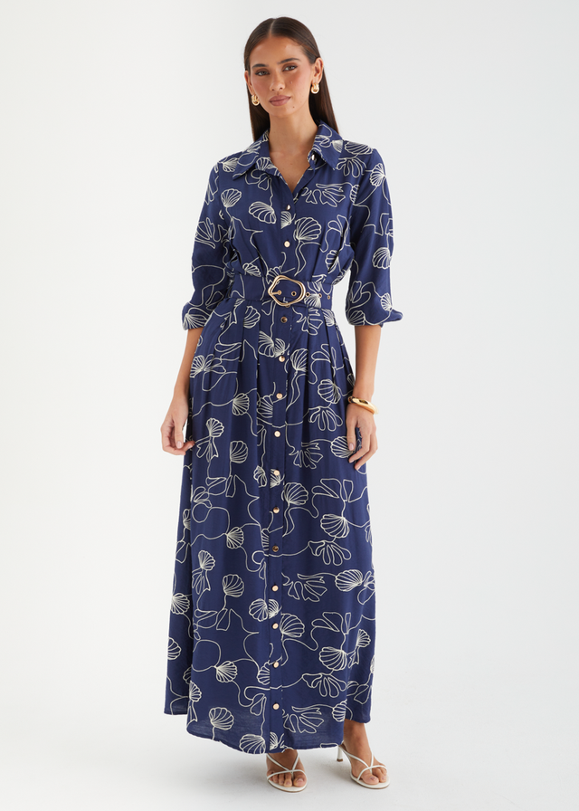 Antionette Maxi Dress - Navy Abstract