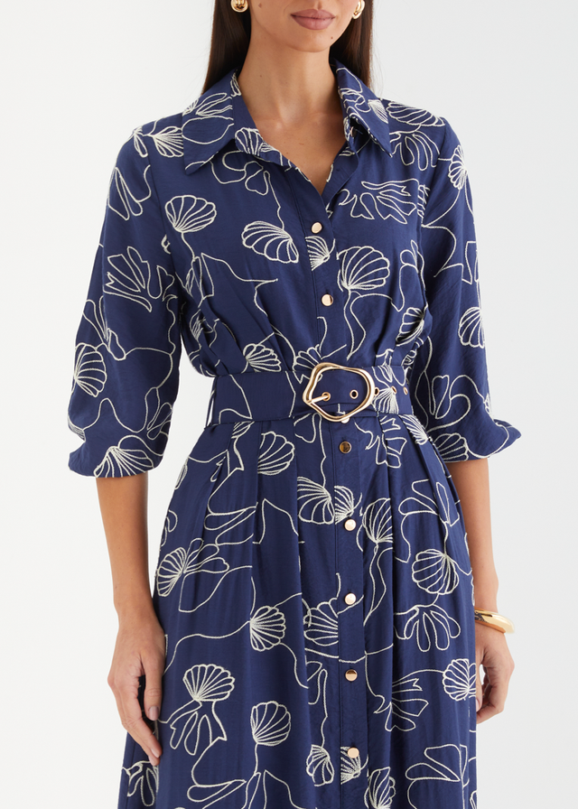 Antionette Maxi Dress - Navy Abstract