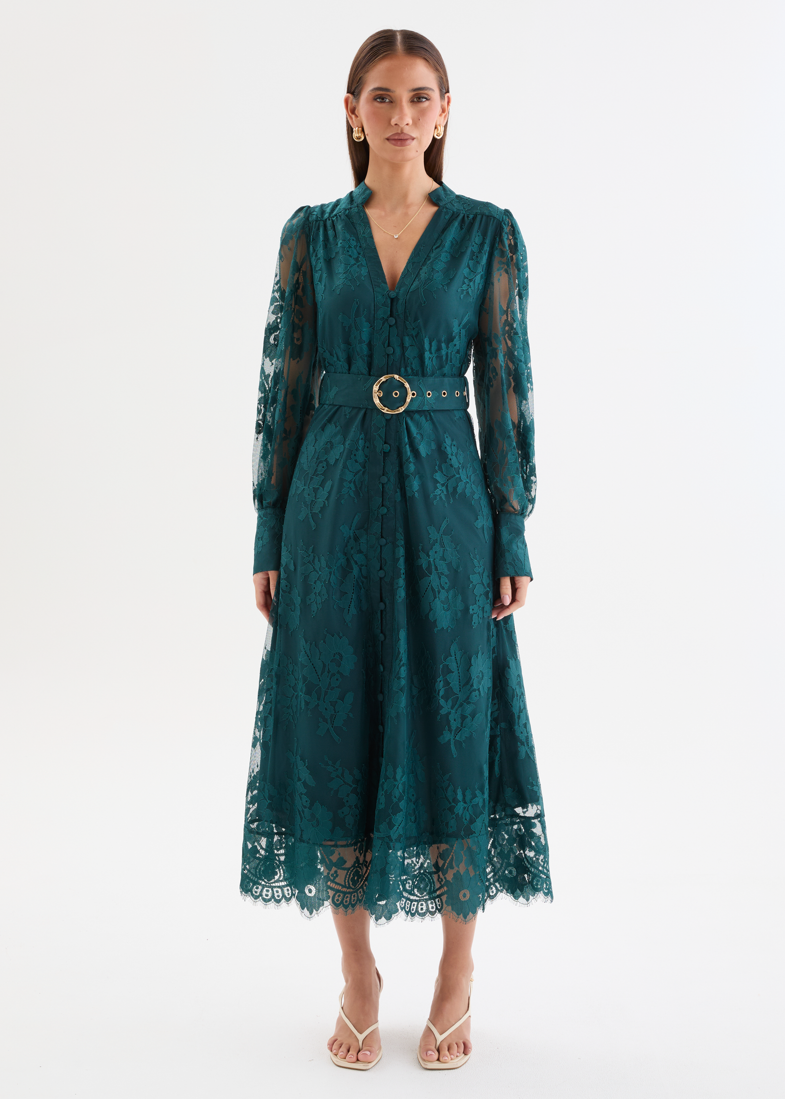 dark green wedding guest dress with sleeves Dark Green Wrap Satin Dress With Flutter Sleeves