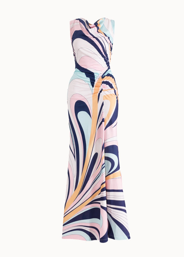 Babylon Mesh Midi Dress - Pink Swirl Print