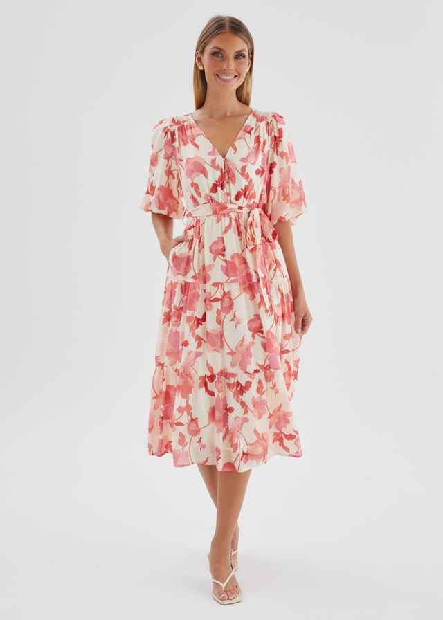 Susanne Midi Dress - Pink Floral