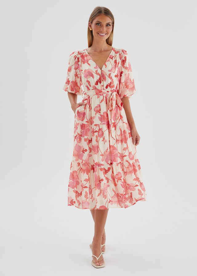 Susanne Midi Dress - Pink Floral