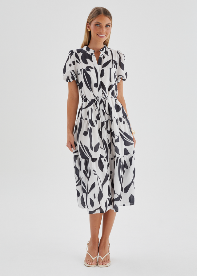 Sidney Maxi Dress - Black Abstract