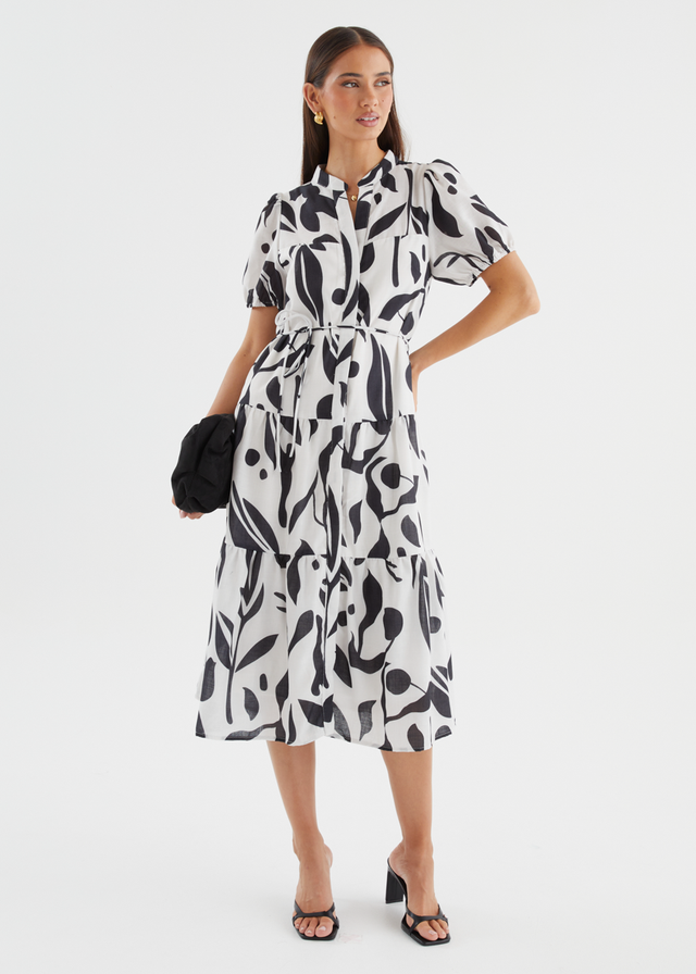 Sidney Maxi Dress - Black Abstract