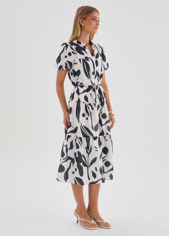 Sidney Maxi Dress - Black Abstract