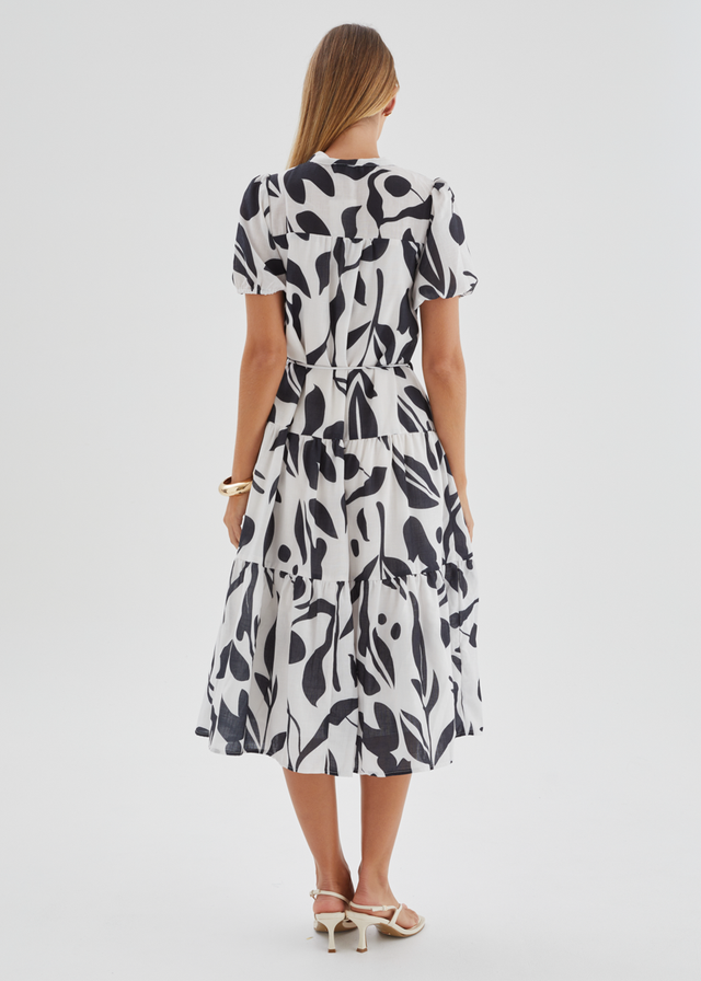 Sidney Maxi Dress - Black Abstract