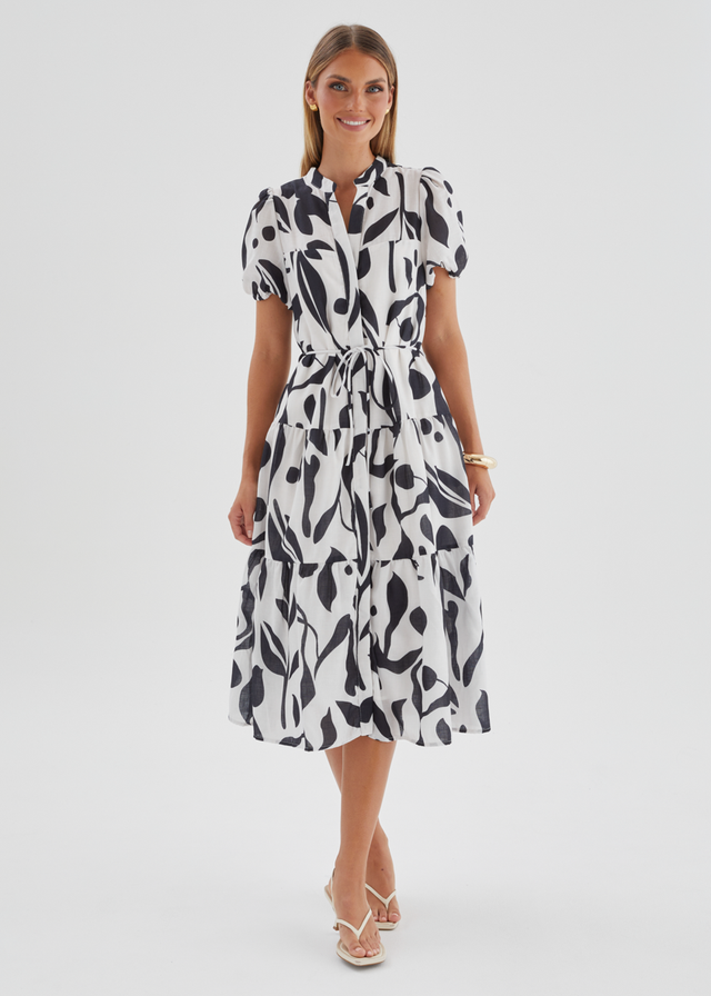 Sidney Maxi Dress - Black Abstract