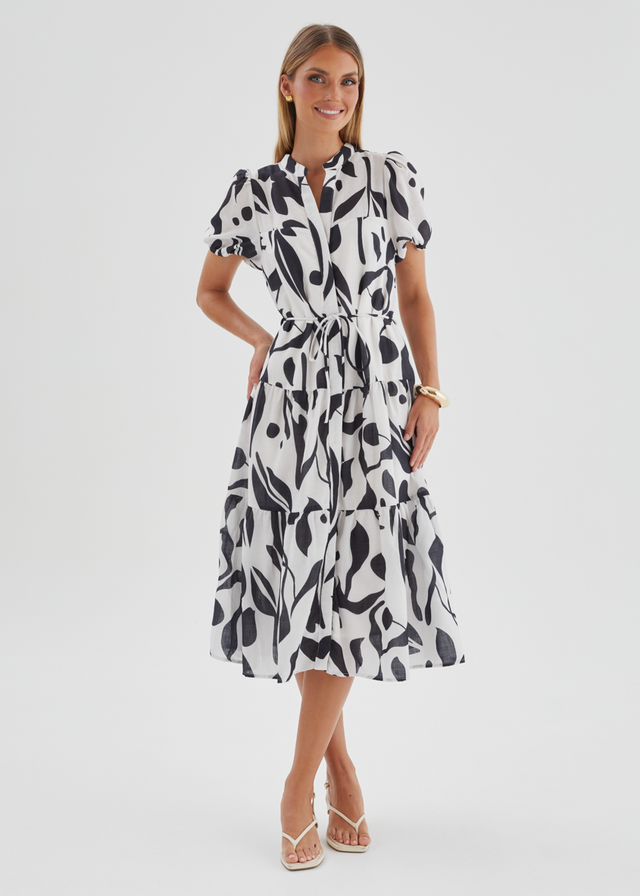 Sidney Maxi Dress - Black Abstract