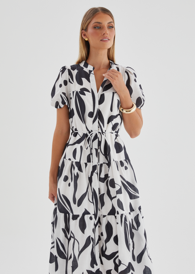 Sidney Maxi Dress - Black Abstract