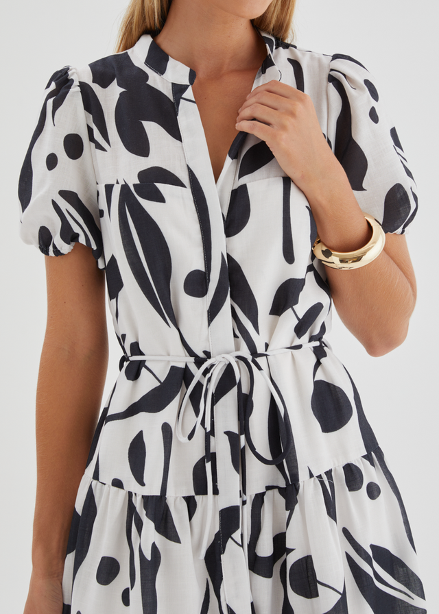 Sidney Maxi Dress - Black Abstract