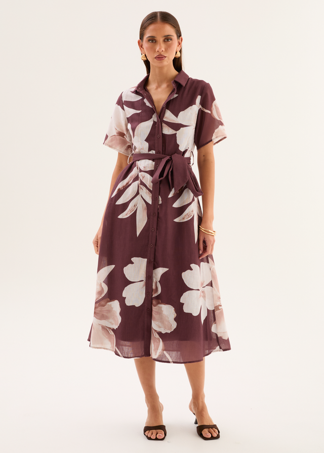 Okana Midi Dress - Chocolate Floral