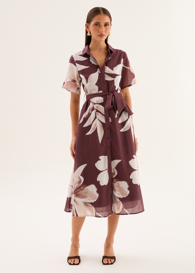 Okana Midi Dress - Chocolate Floral