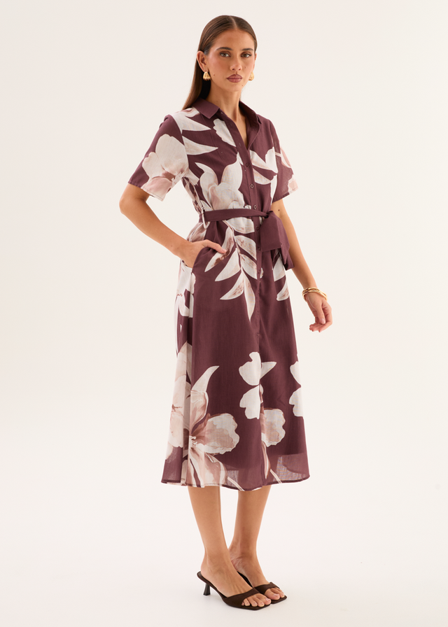 Okana Midi Dress - Chocolate Floral