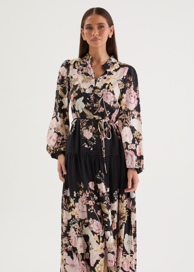 Lilibet Midi Dress - Black Bloom