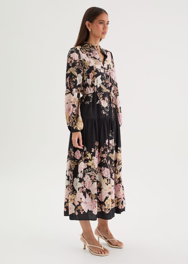 Lilibet Midi Dress - Black Bloom