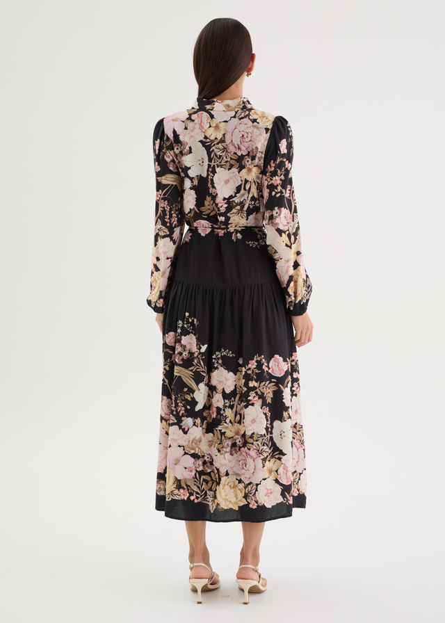 Lilibet Midi Dress - Black Bloom