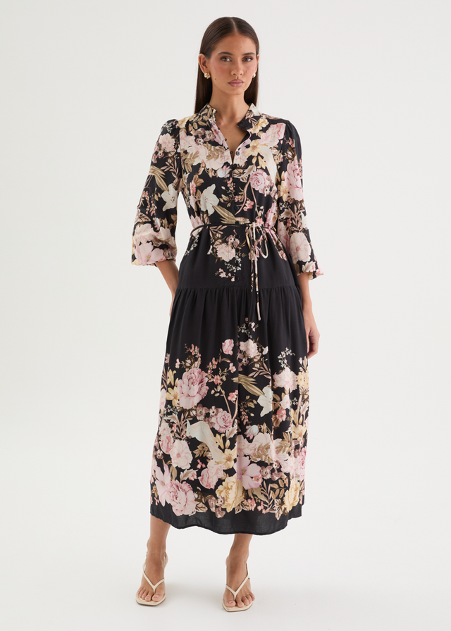 Lilibet Midi Dress - Black Bloom