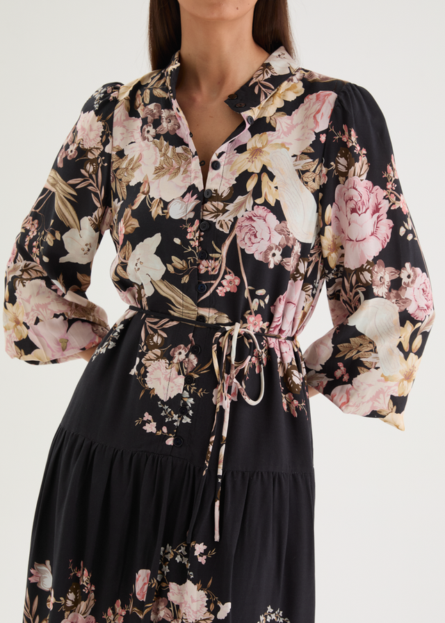 Lilibet Midi Dress - Black Bloom