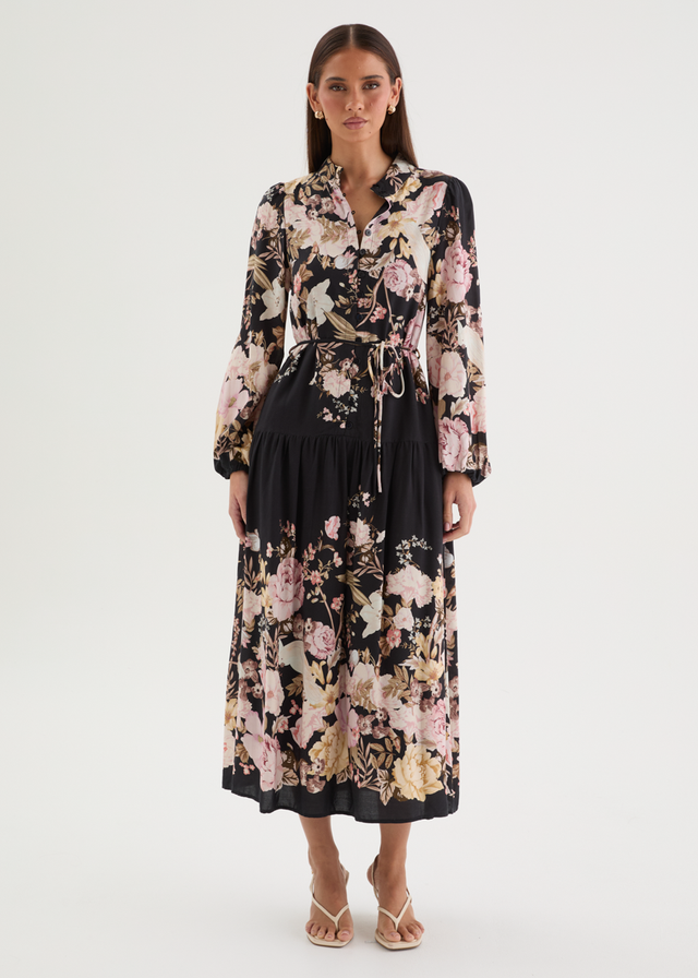 Lilibet Midi Dress - Black Bloom