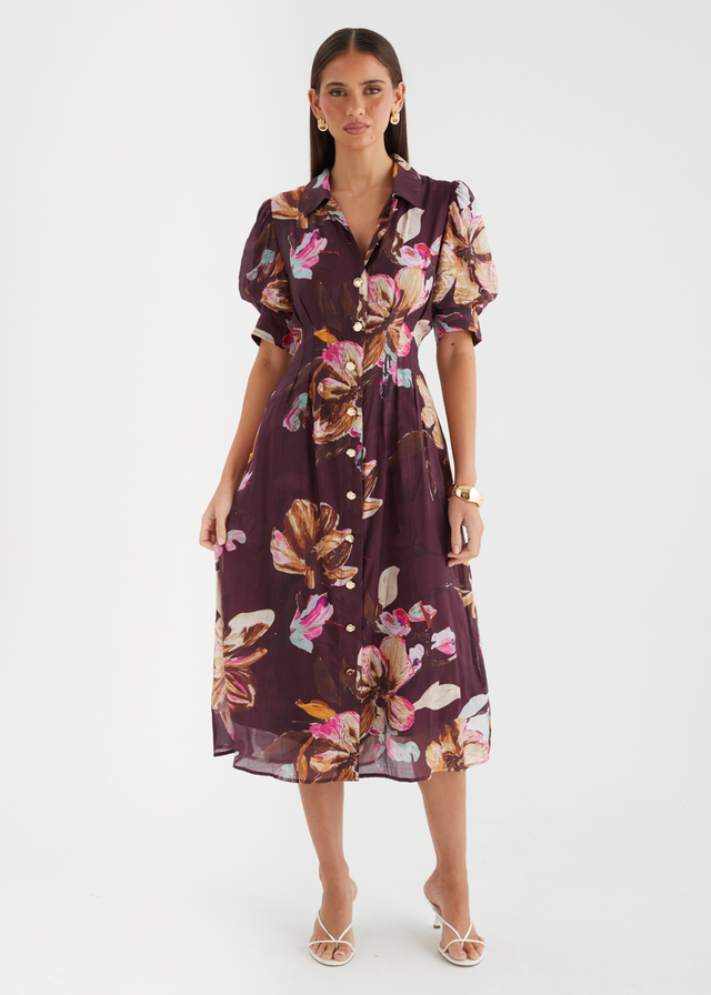Lizah Midi Dress - Acai Floral