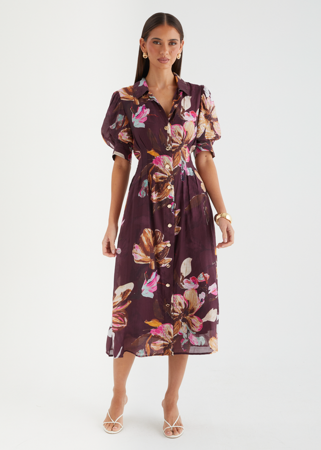 Lizah Midi Dress - Acai Floral