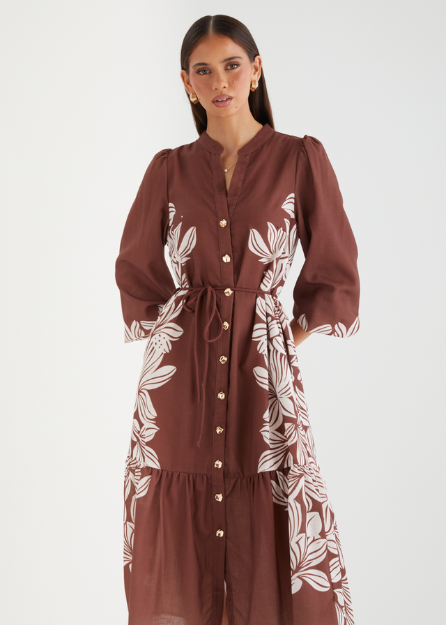 Dijana Midi Dress - Cacao Floral