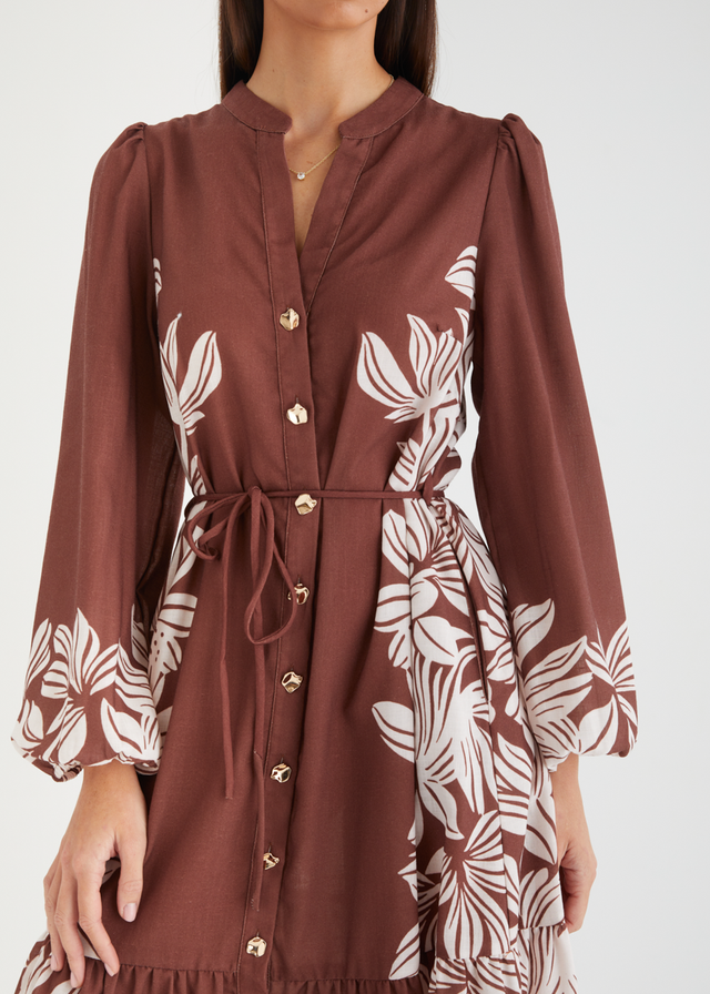 Dijana Midi Dress - Cacao Floral