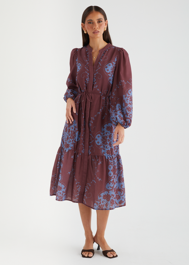 Dionah Midi Dress - Chocolate Frost